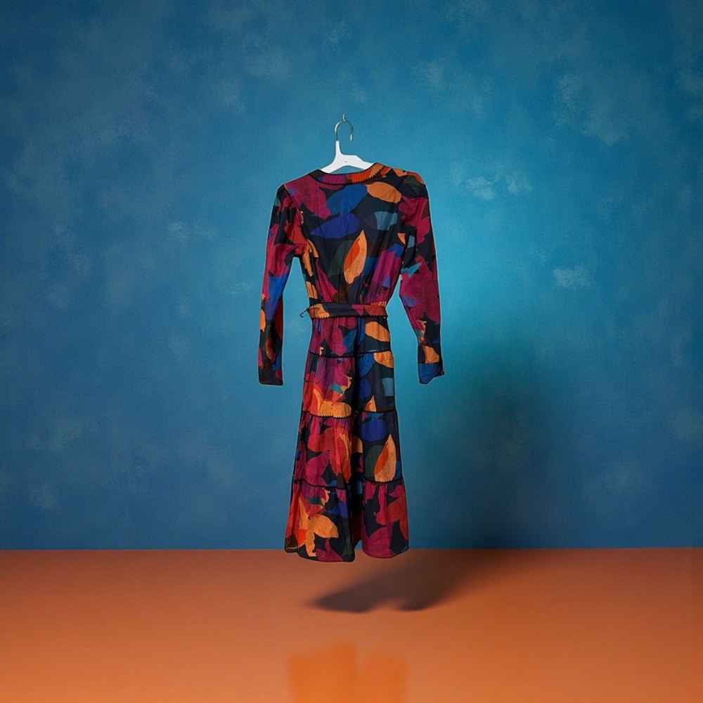 ✨ HUTCH Abstract Print Belted Midi Dress NWT • Approx S/M - Picture 3 of 6